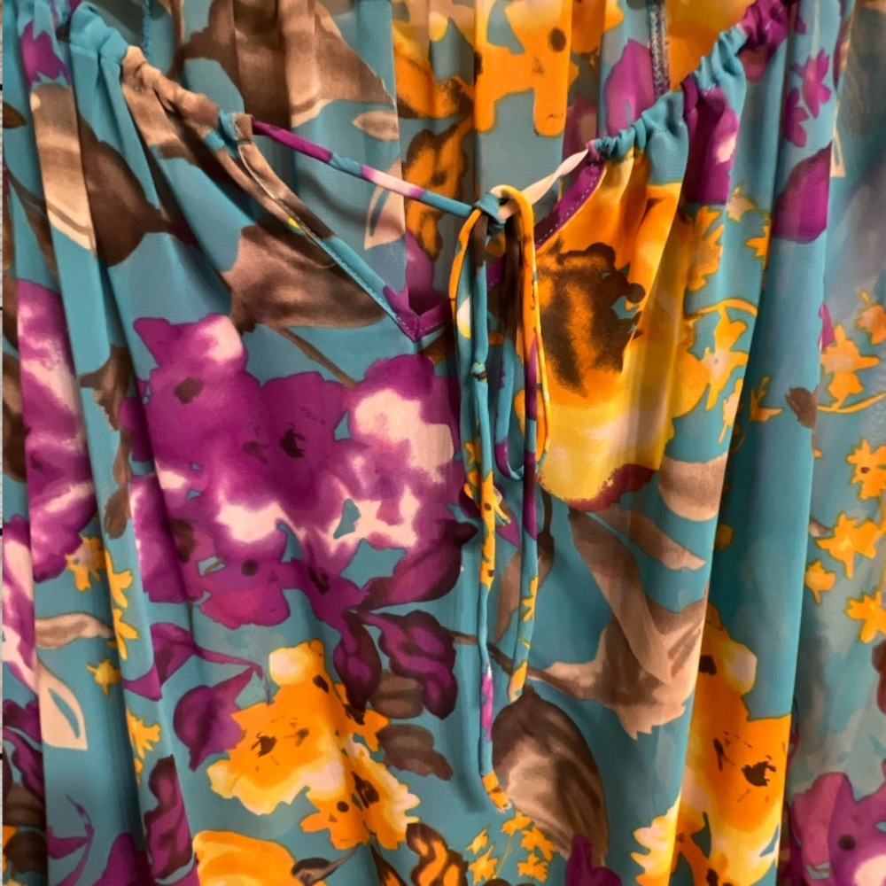 Pleione Floral Flower Blouse Top Blue Purple Nordstrom Women's Small - Picture 5 of 9
